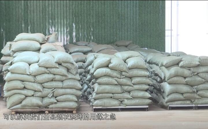 造粒機(jī)生產(chǎn)下來的生物質(zhì)燃料顆粒，可以解決全縣煙農(nóng)烘烤的用煤之急，用它替代煤來烤煙，可以解決2萬畝烤煙的烘烤燃料.jpg