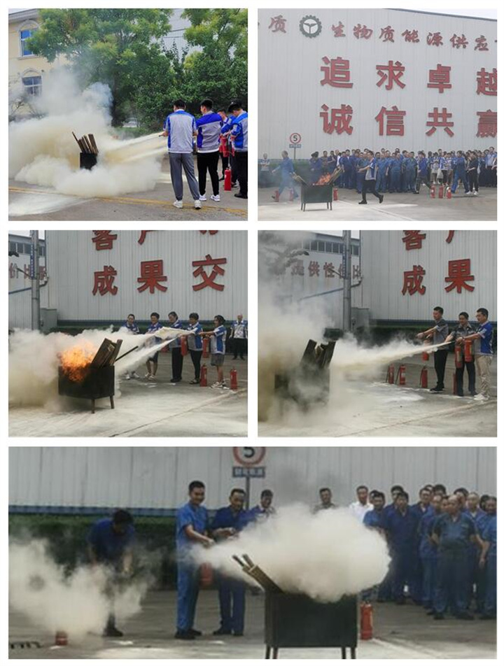 隨后，集團(tuán)消防安全員為廣大職工講解滅火器和消防水槍的使用方法，并現(xiàn)場演示。廣大員工積極參與到教學(xué)演練當(dāng)中，進(jìn)一步鞏固消防培訓(xùn)知識。
