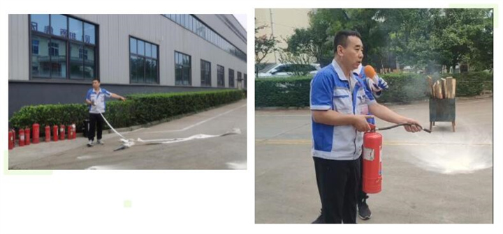隨后，集團(tuán)消防安全員為廣大職工講解滅火器和消防水槍的使用方法，并現(xiàn)場演示。廣大員工積極參與到教學(xué)演練當(dāng)中，進(jìn)一步鞏固消防培訓(xùn)知識。